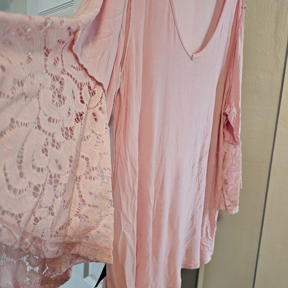 3X Plus Size Light Pink Crewneck Top